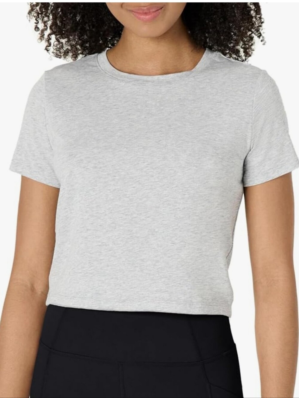 NWT Amazon Essentials Soft Cotton Crewneck Cropped Short Sleeved T- Shirt Large